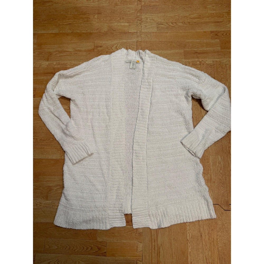 C&C California Womens Cream Open Front Textured Knit Cardigan Sweater Size M